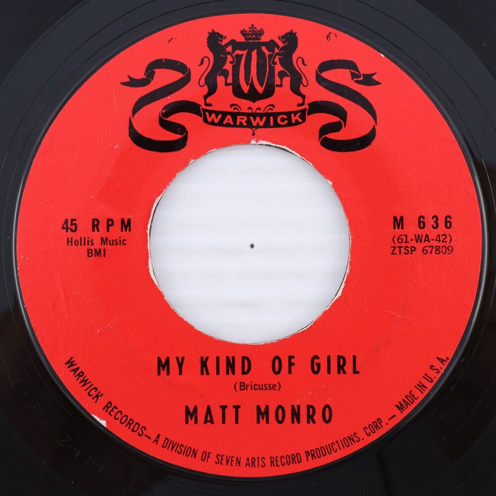 Matt Monro – My Kind Of Girl / This Time - 1961 45 rpm Single Vinyl Record M 636